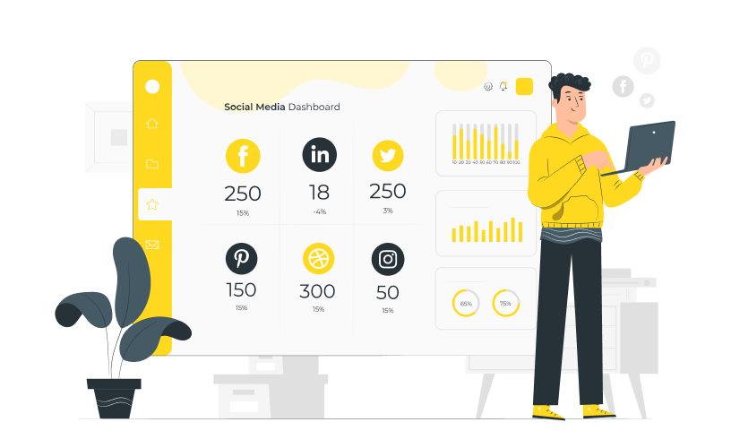 Social Media Dashboard Illustration